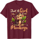 Monkey Lover Just A Girl Who Loves Monkeys T-Shirt - T-Shirt | Maroon