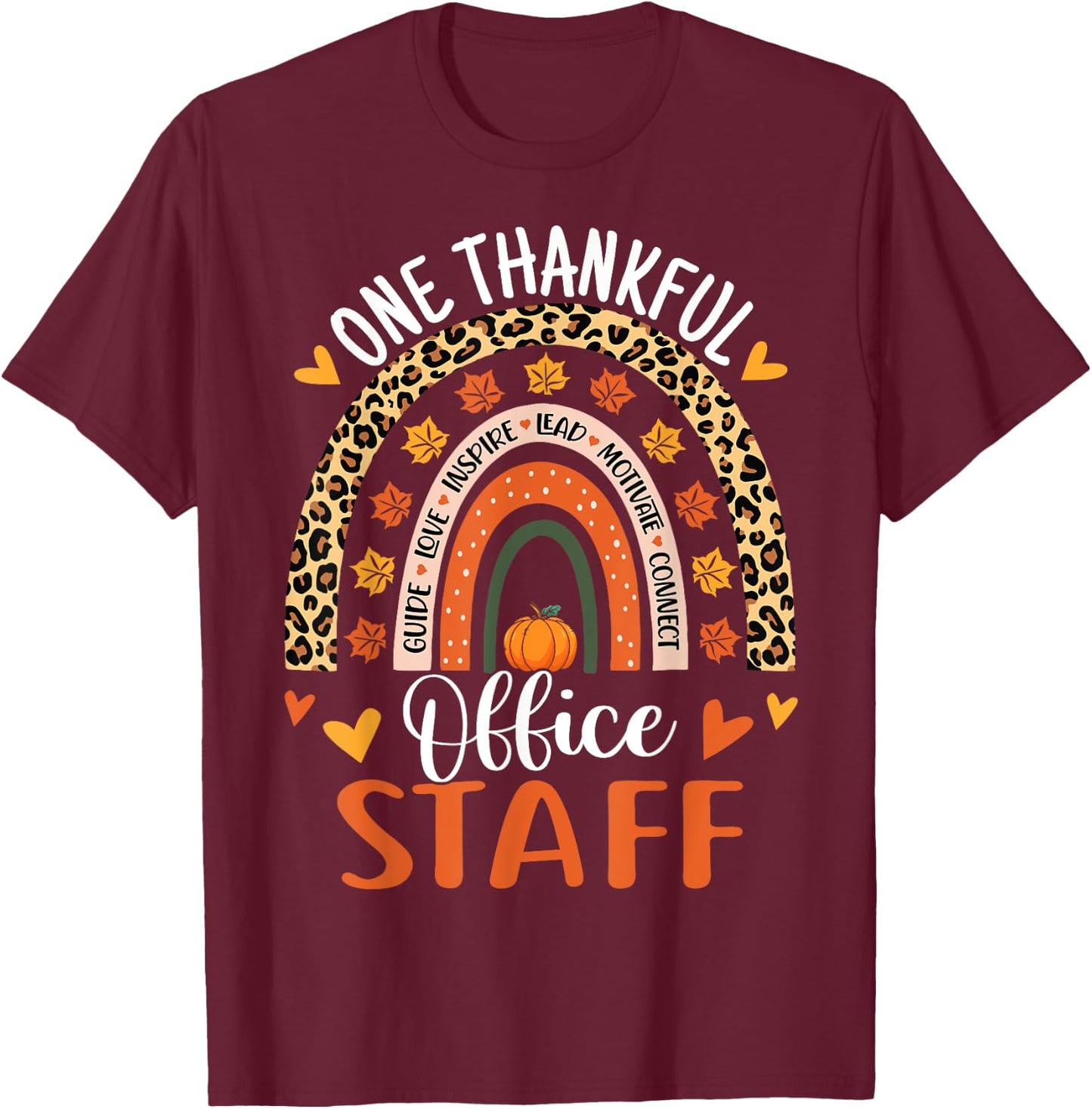 Thankful Office Staff Thanksgiving School Secretary Office T-Shirt - T-Shirt | Maroon