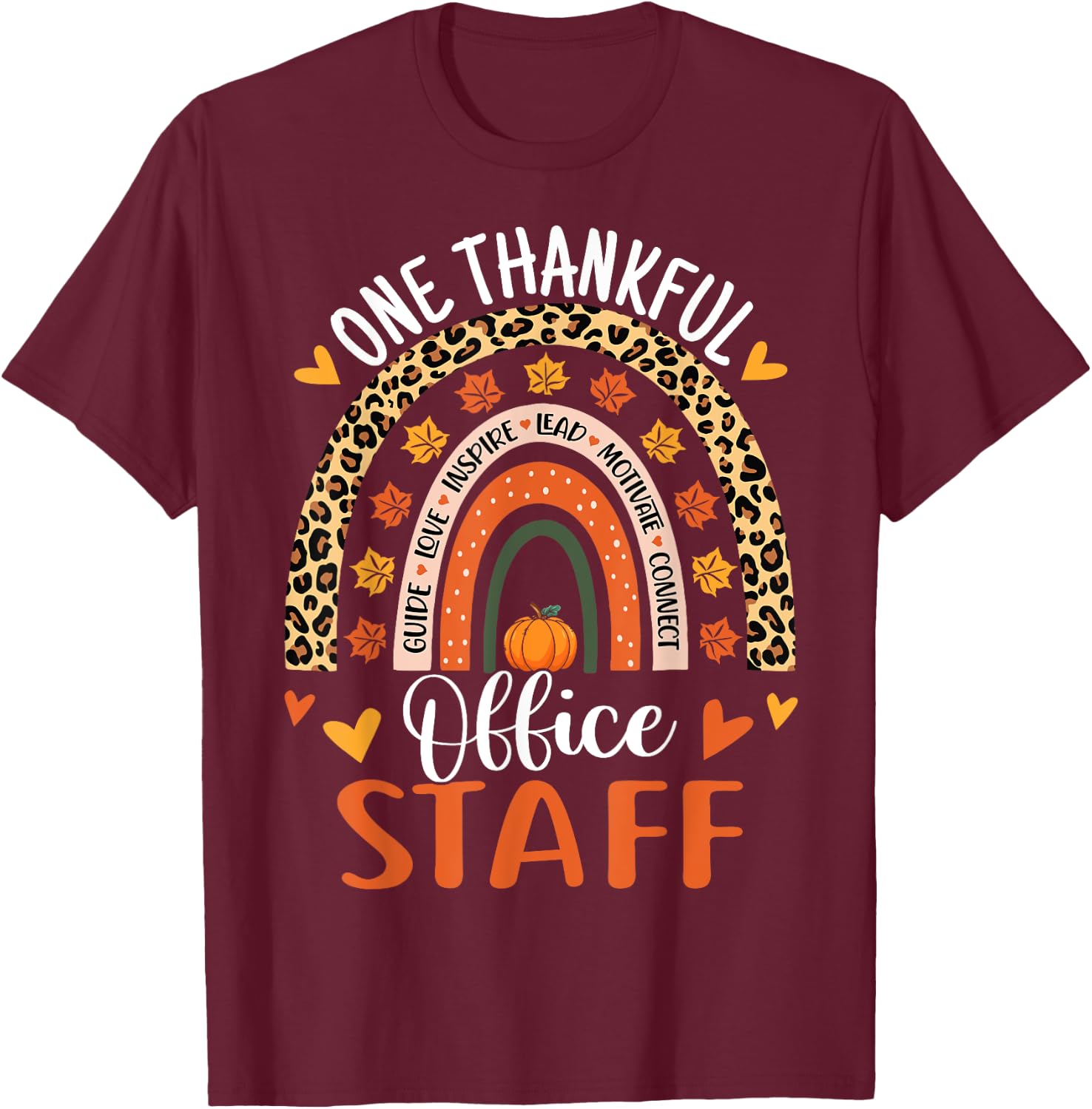 Thankful Office Staff Thanksgiving School Secretary Office T-Shirt - T-Shirt | Maroon