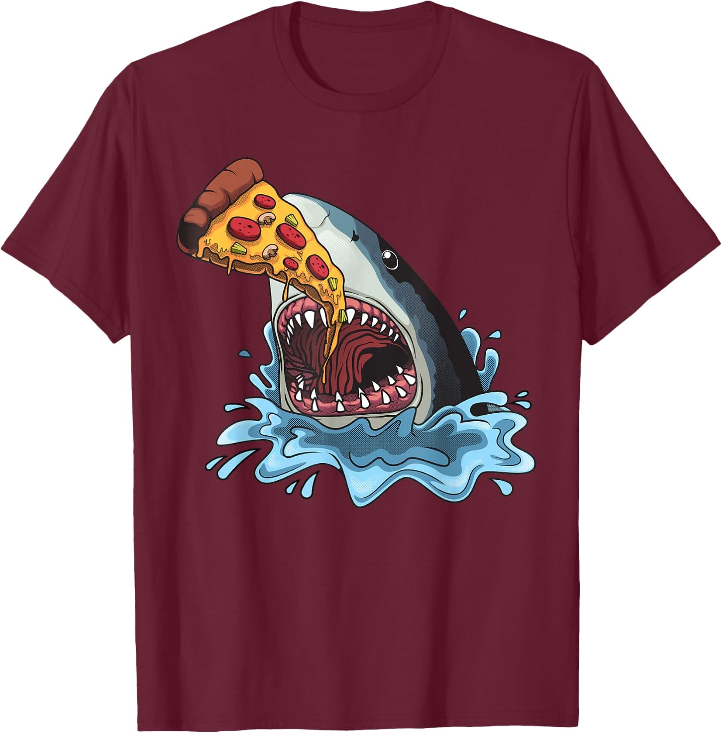 Funny Shark Pizza For Jawsome Shark Pizza Lover Men Women T-Shirt - T-Shirt | Maroon