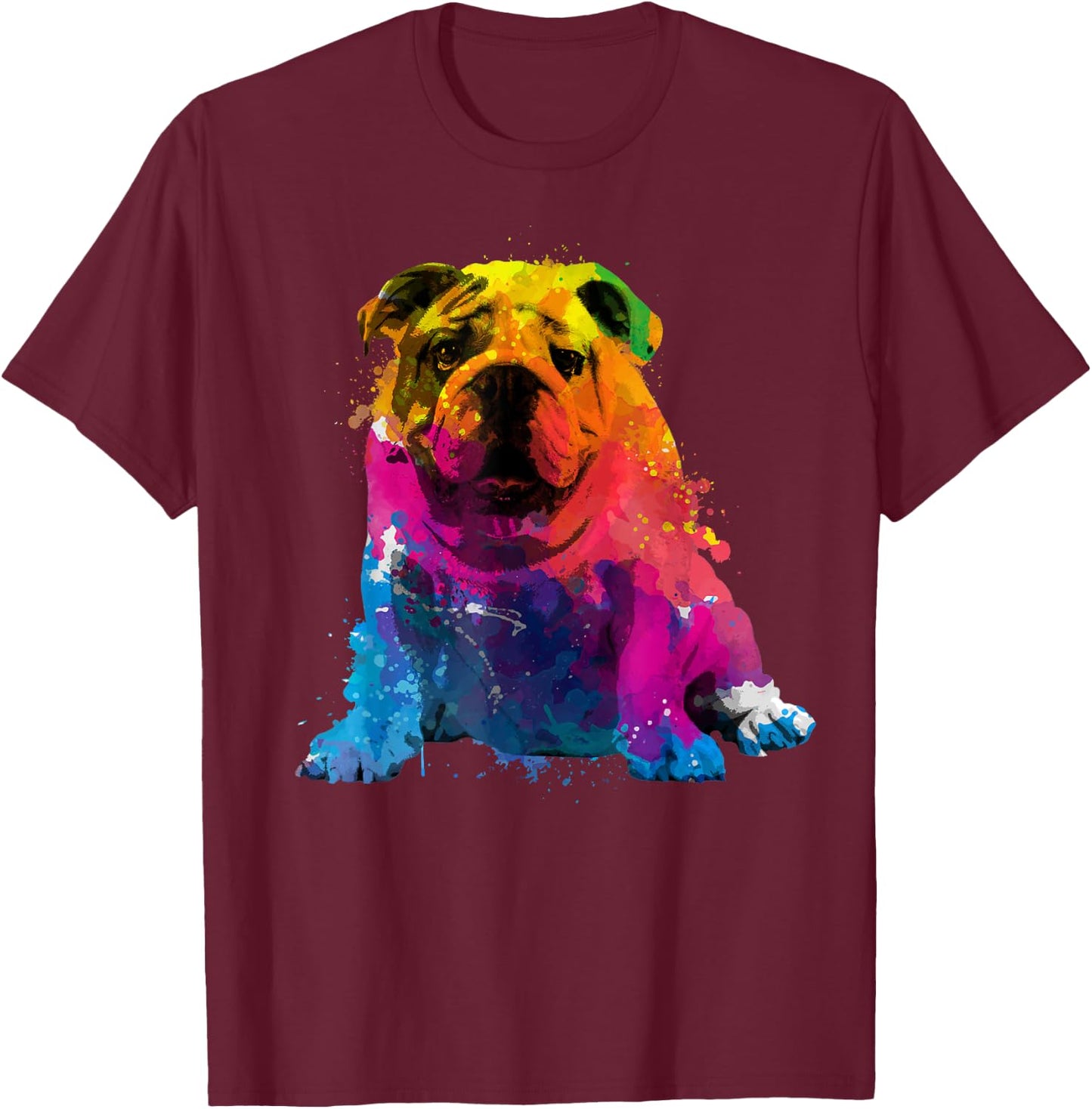 Cool Bulldog Art Women Dog English Bulldog Lover T-Shirt - T-Shirt | Maroon