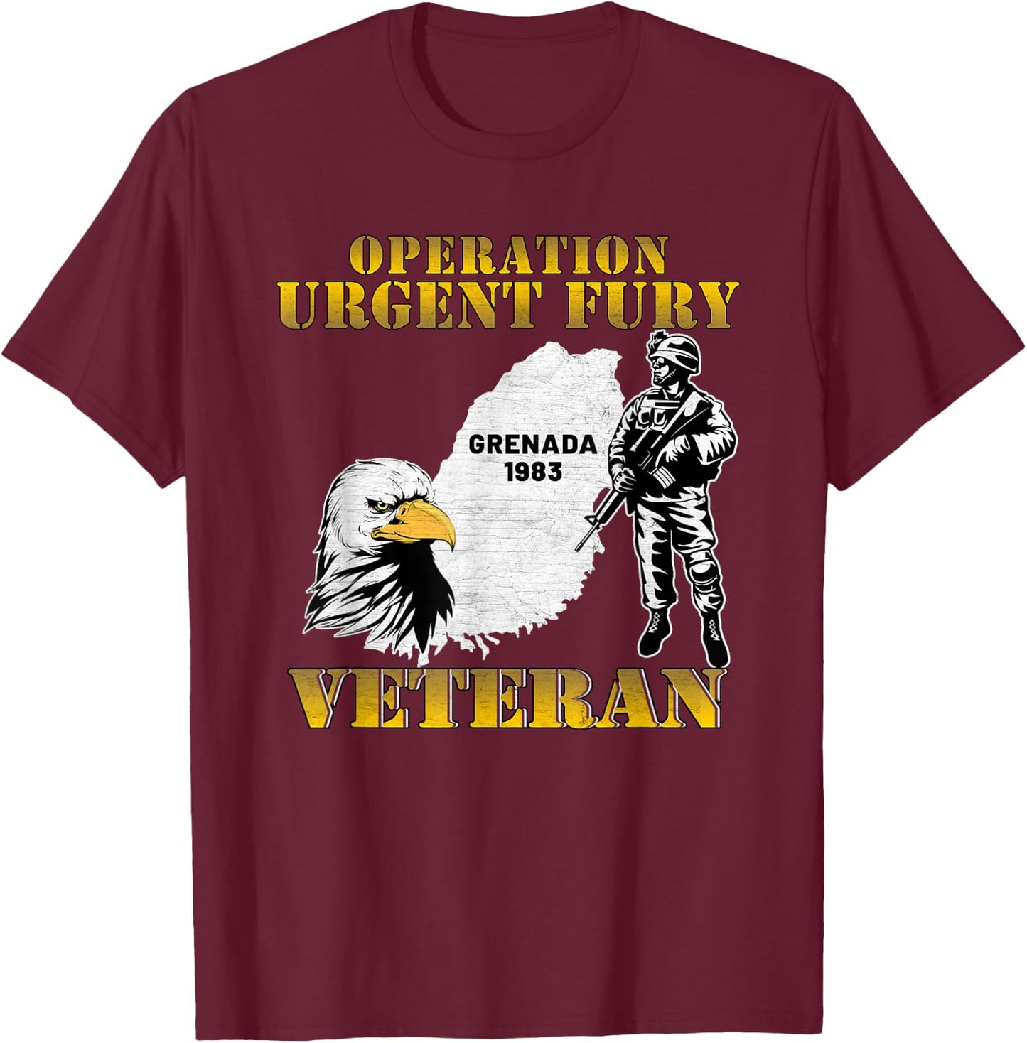 Operation Urgent Fury Grenada Veteran Vintage Gifts T-Shirt - T-Shirt | Maroon