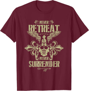 Spartan Workout Never Surrender | Gladiator Gym Mma Fighter T-Shirt - T-Shirt | Maroon