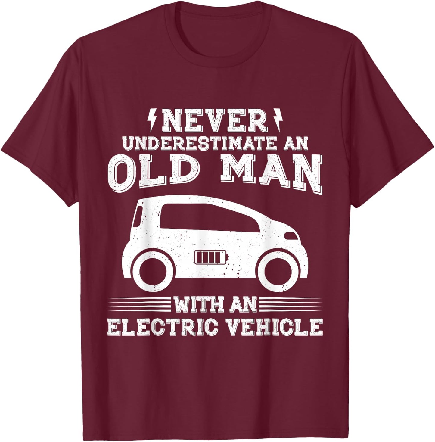 Funny Electric Vehicle - EV Car Electric Men T-Shirt - T-Shirt | Maroon