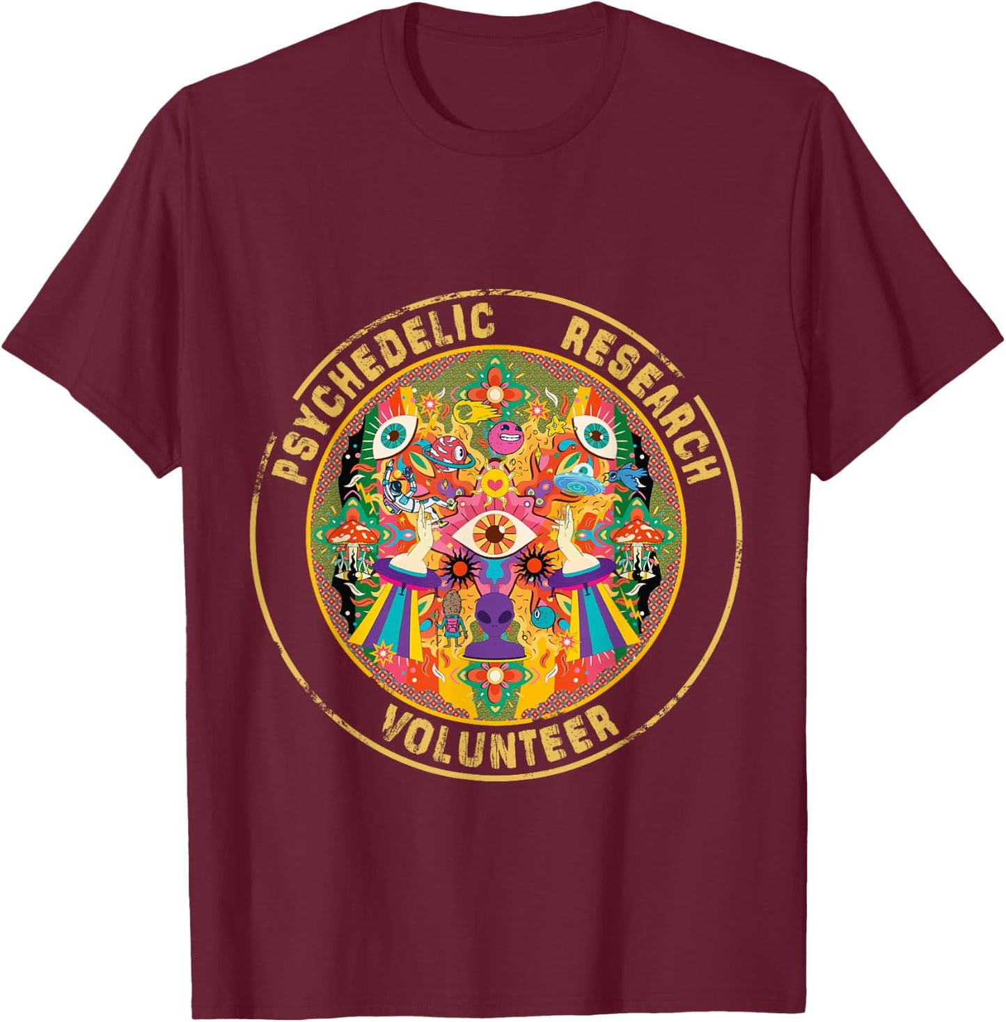 Psychedelic Research Volunteer T-Shirt - T-Shirt | Maroon