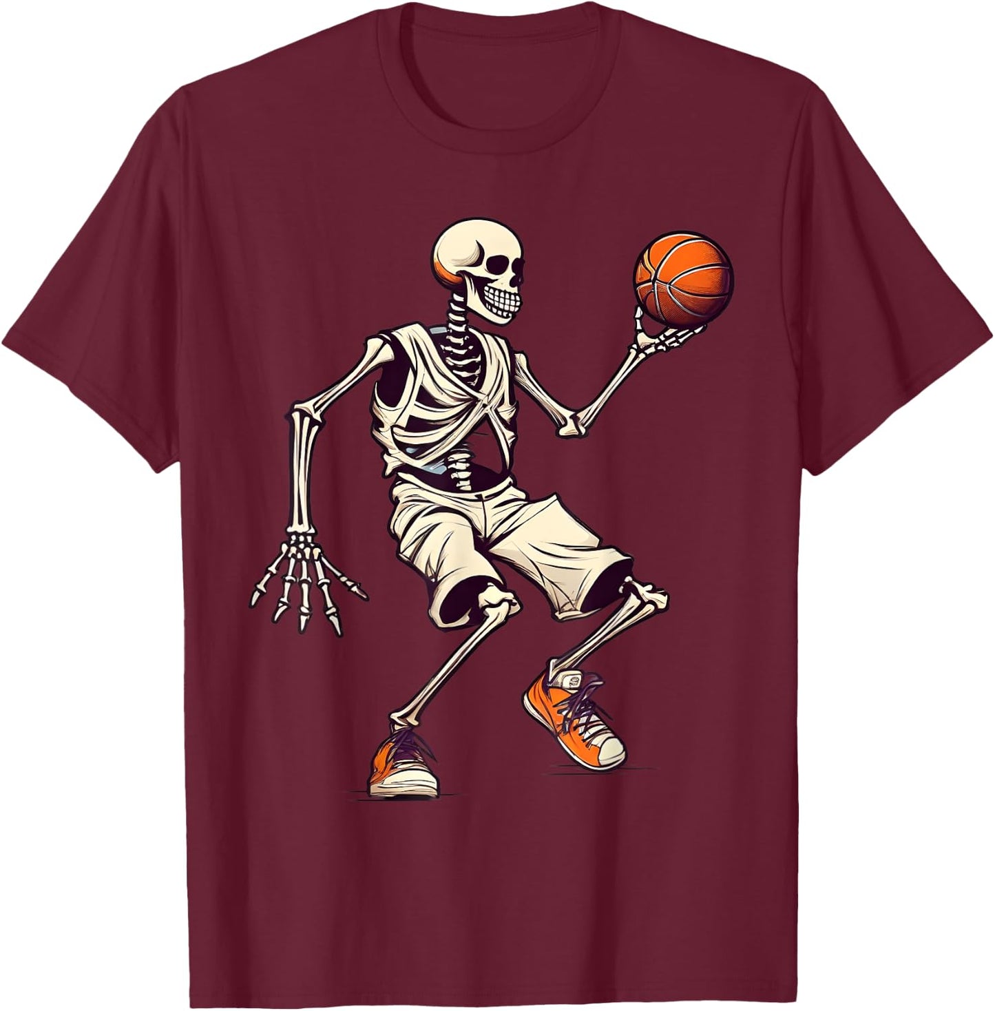 Cool Basketball Skeleton Basketball Lover Player Boys Girl T-Shirt - T-Shirt | Maroon