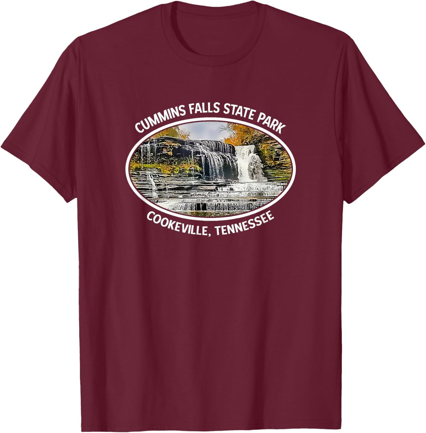 Cummins Falls State Park Outdoor Tennessee Waterfall T-Shirt - T-Shirt | Maroon