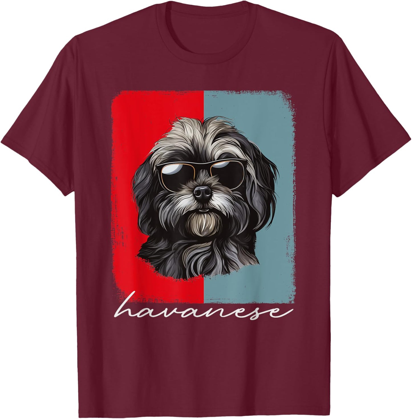 Retro Havanese Dog Lover Gift Havanese Mom Dad Dog Owner T-Shirt - T-Shirt | Maroon