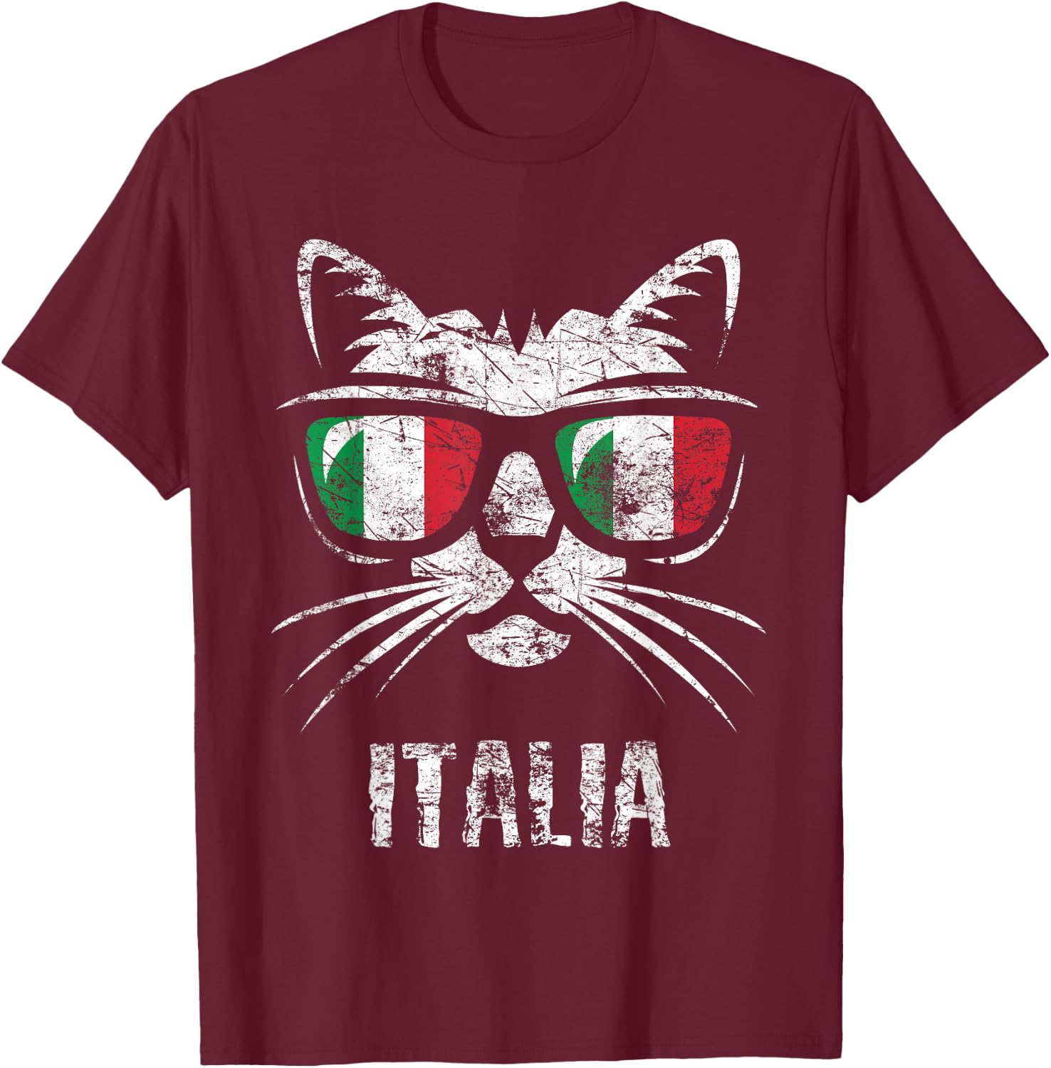 Italy Flag Funny Cat Italian Saying Vintage T-Shirt - T-Shirt | Maroon