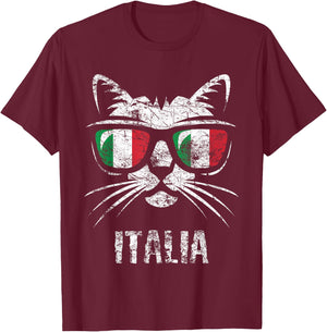 Italy Flag Funny Cat Italian Saying Vintage T-Shirt - T-Shirt | Maroon