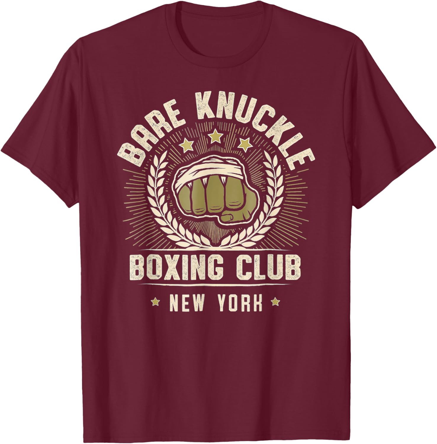 Vintage Bare Knuckle Boxing Club Est 1950 Boxing Hand T-Shirt - T-Shirt | Maroon