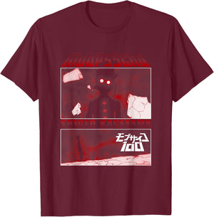 Mob Psycho 100 Black & Red Panels T-Shirt - T-Shirt | Maroon