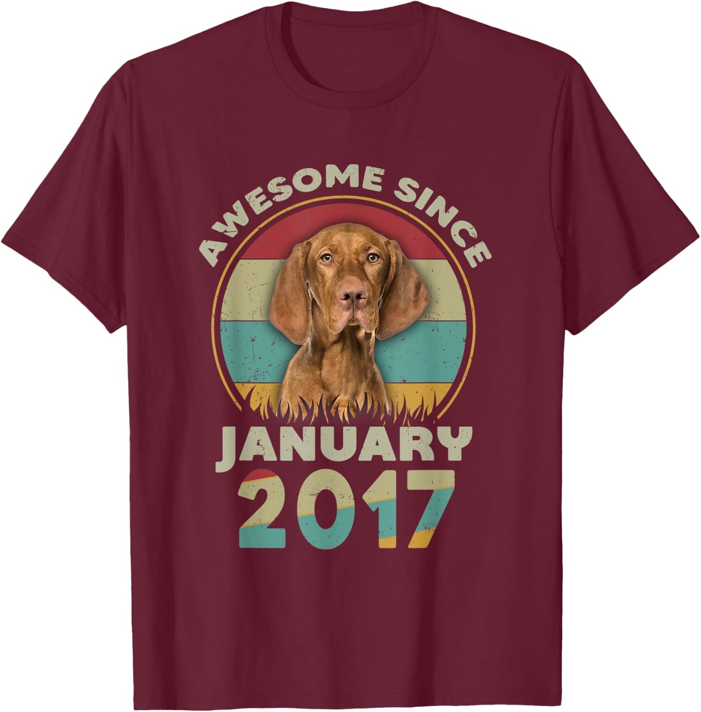 Awesome Since January 2017 5nd Birthday Gifts Dog Lovers T-Shirt - T-Shirt | Maroon