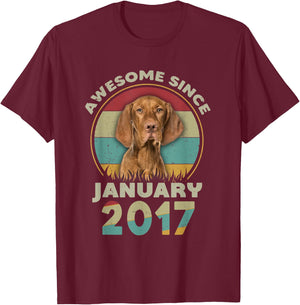 Awesome Since January 2017 5nd Birthday Gifts Dog Lovers T-Shirt - T-Shirt | Maroon