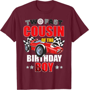 Two Fast Birthday Racing Car Cousin Of The Birthday Boy T-Shirt - T-Shirt | Maroon