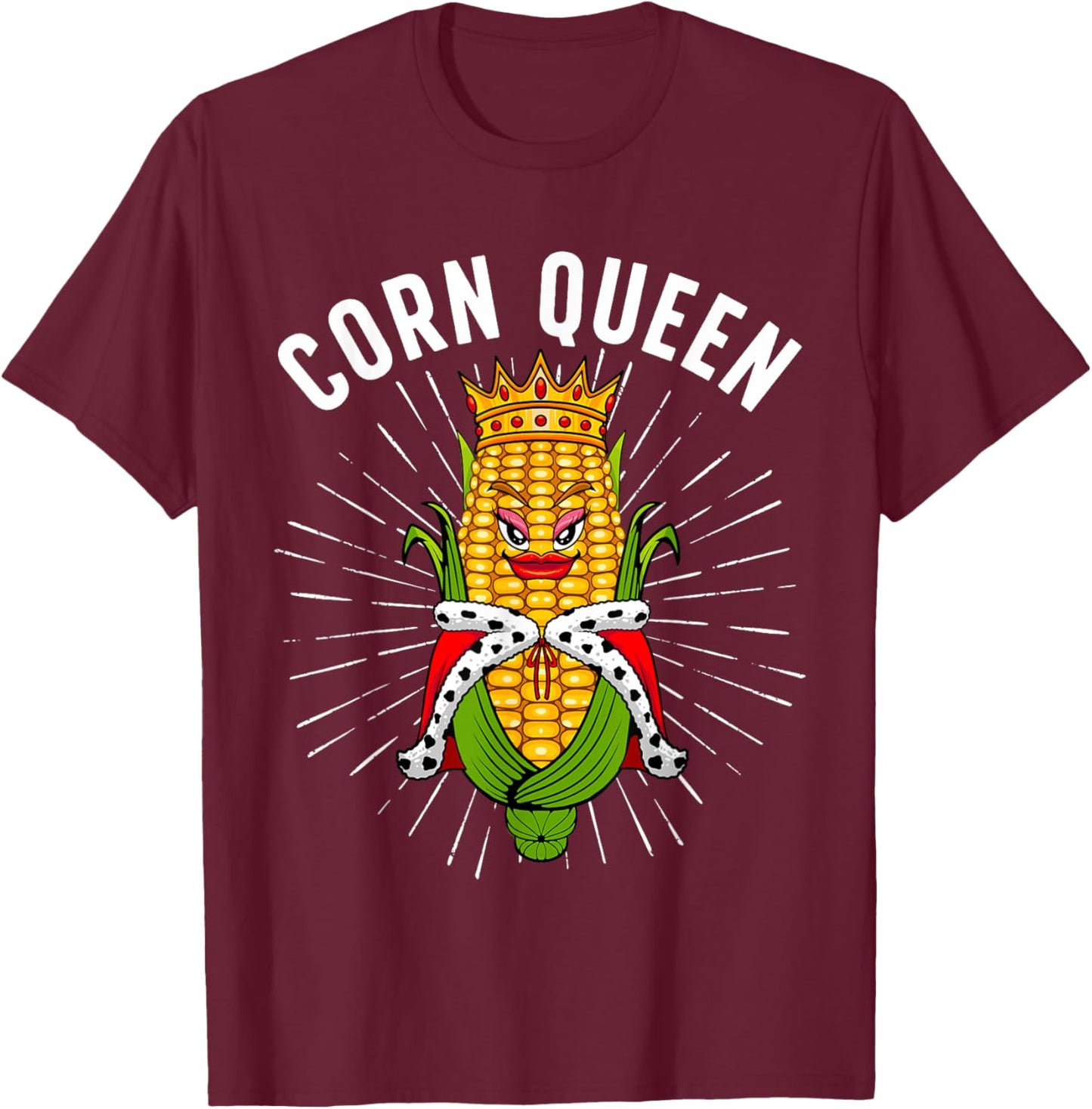 Cool Corn Queen Girls Food Farming Corn Cob Farmer T-Shirt - T-Shirt | Maroon