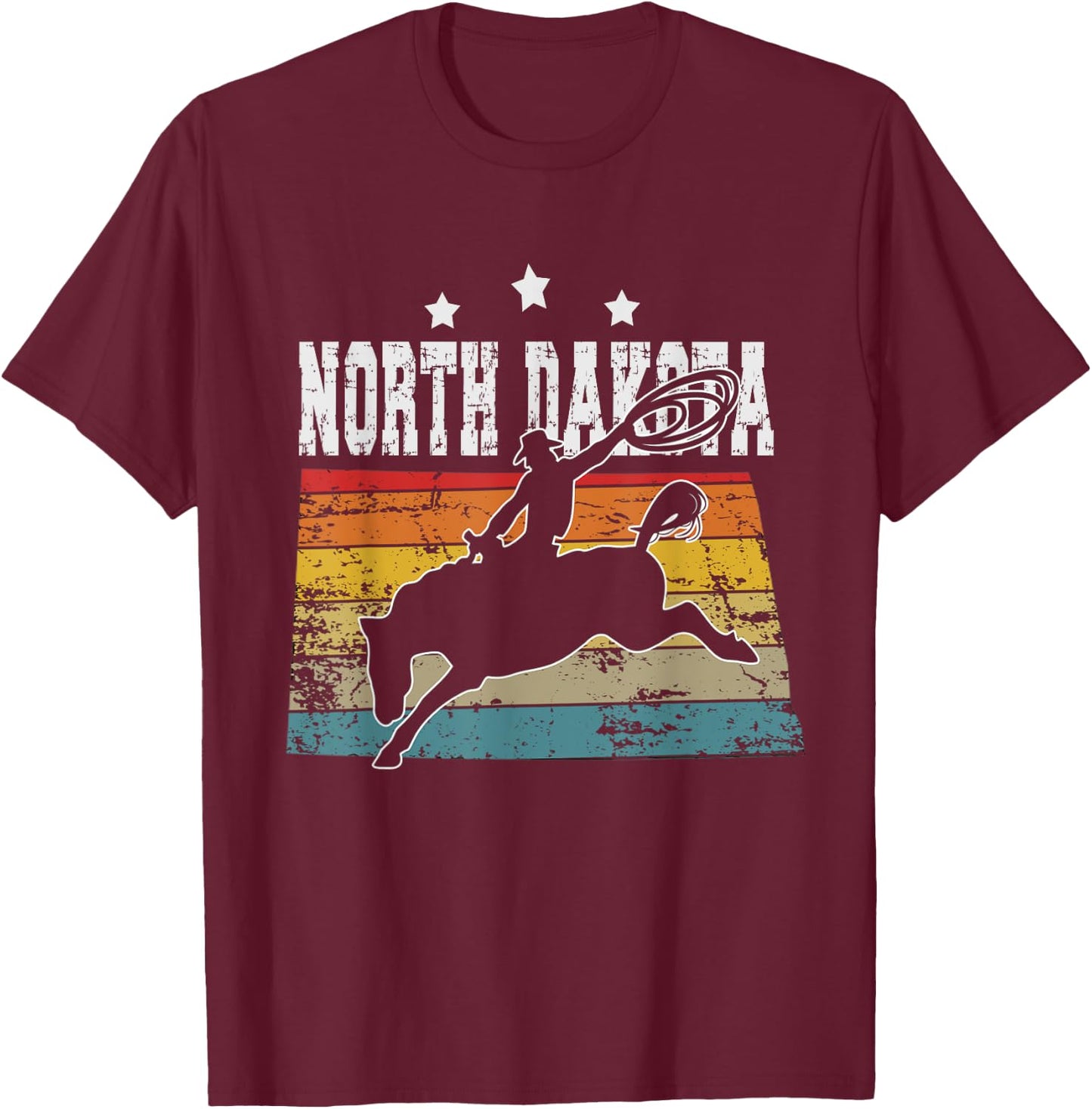 Vintage North Dakota Rodeo T-Shirt - T-Shirt | Maroon