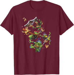 Teenage Mutant Ninja Turtles: Mutant Mayhem Falling Group T-Shirt - T-Shirt | Maroon