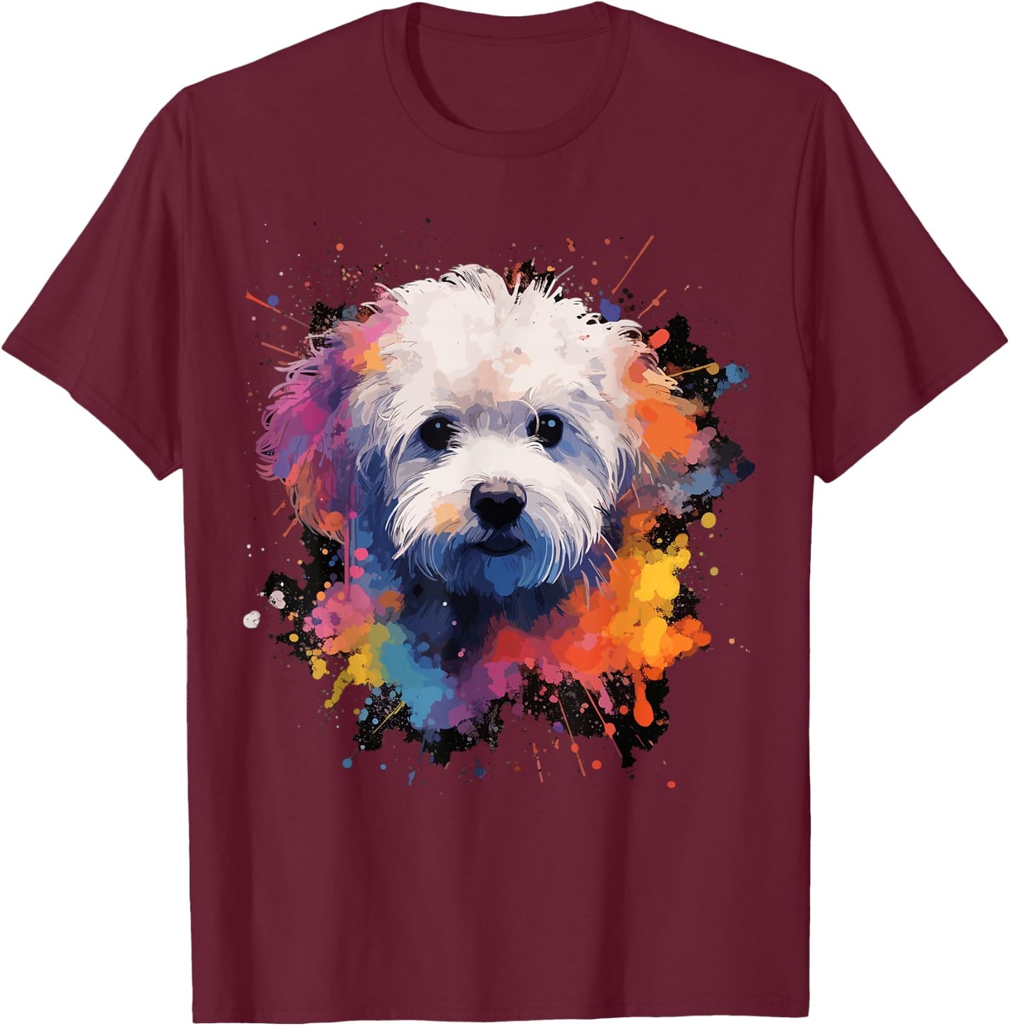 Bichon Frise Dog T-Shirt - T-Shirt | Maroon
