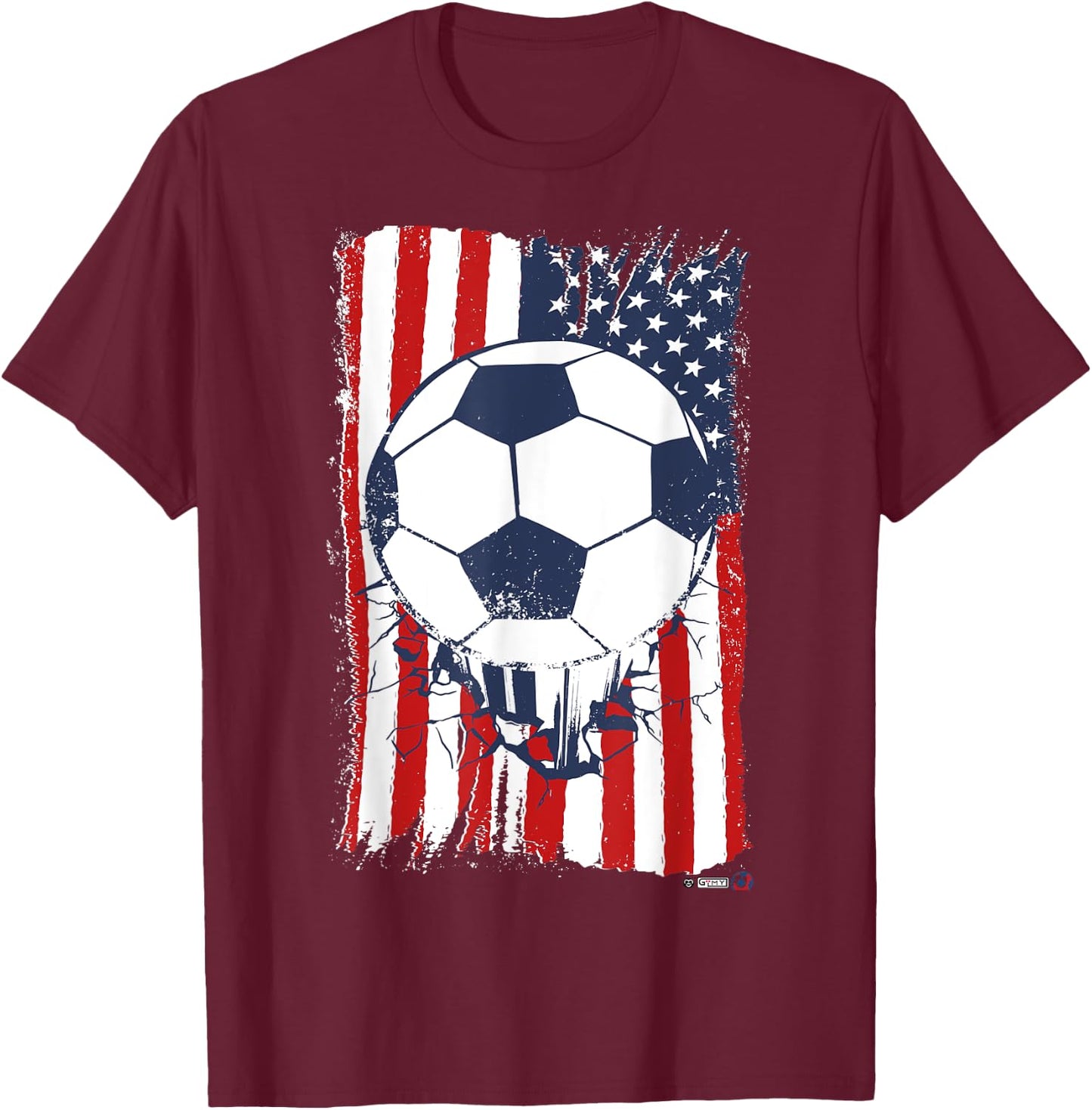 US Soccerball, USA Flag Football T-Shirt - T-Shirt | Maroon