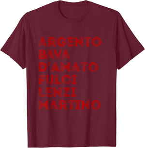 Italian Horror and Giallo Movie Directors Maestros Masters T-Shirt - T-Shirt | Maroon