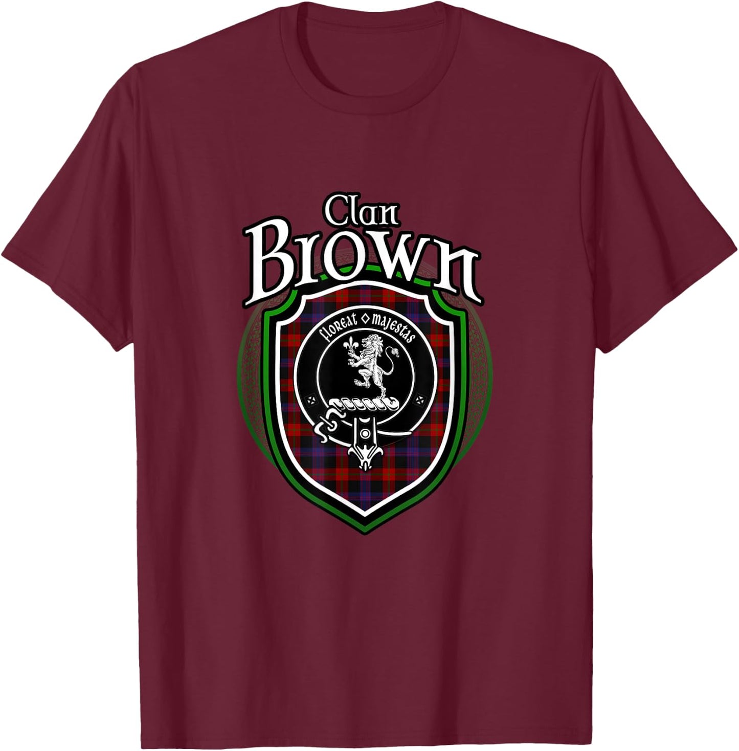 Brown Clan Crest | Scottish Clan Brown Family Crest Badge T-Shirt - T-Shirt | Maroon