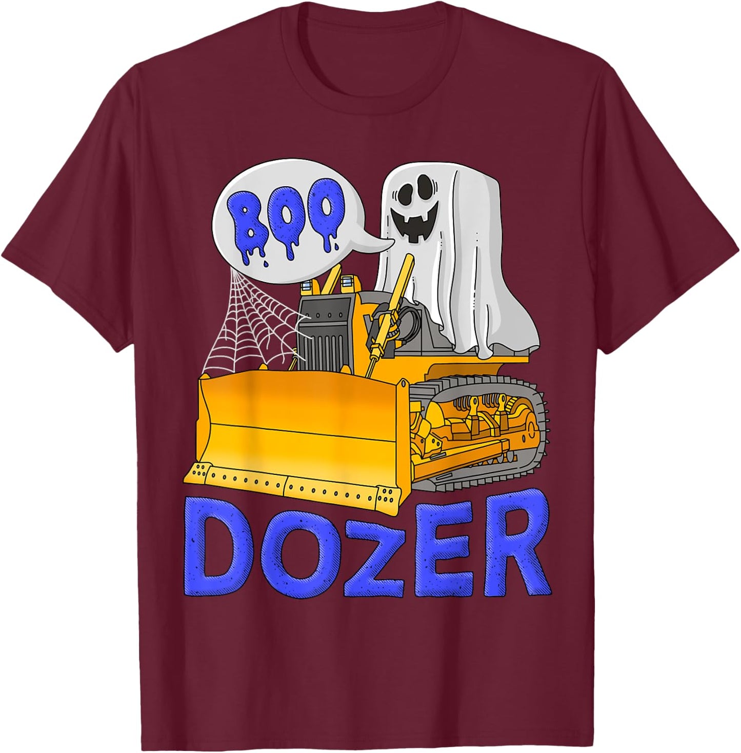 Bulldozer Halloween; Boo Dozer Kids Construction Truck T-Shirt - T-Shirt | Maroon