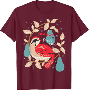 Partridge In A Pear Tree 12 Days Christmas Song My True Love T-Shirt - T-Shirt | Maroon