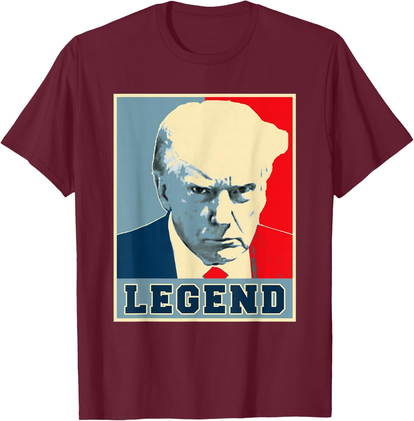 Donald Trump Mug Shot 2024 President Legend Never Surrender T-Shirt - T-Shirt | Maroon