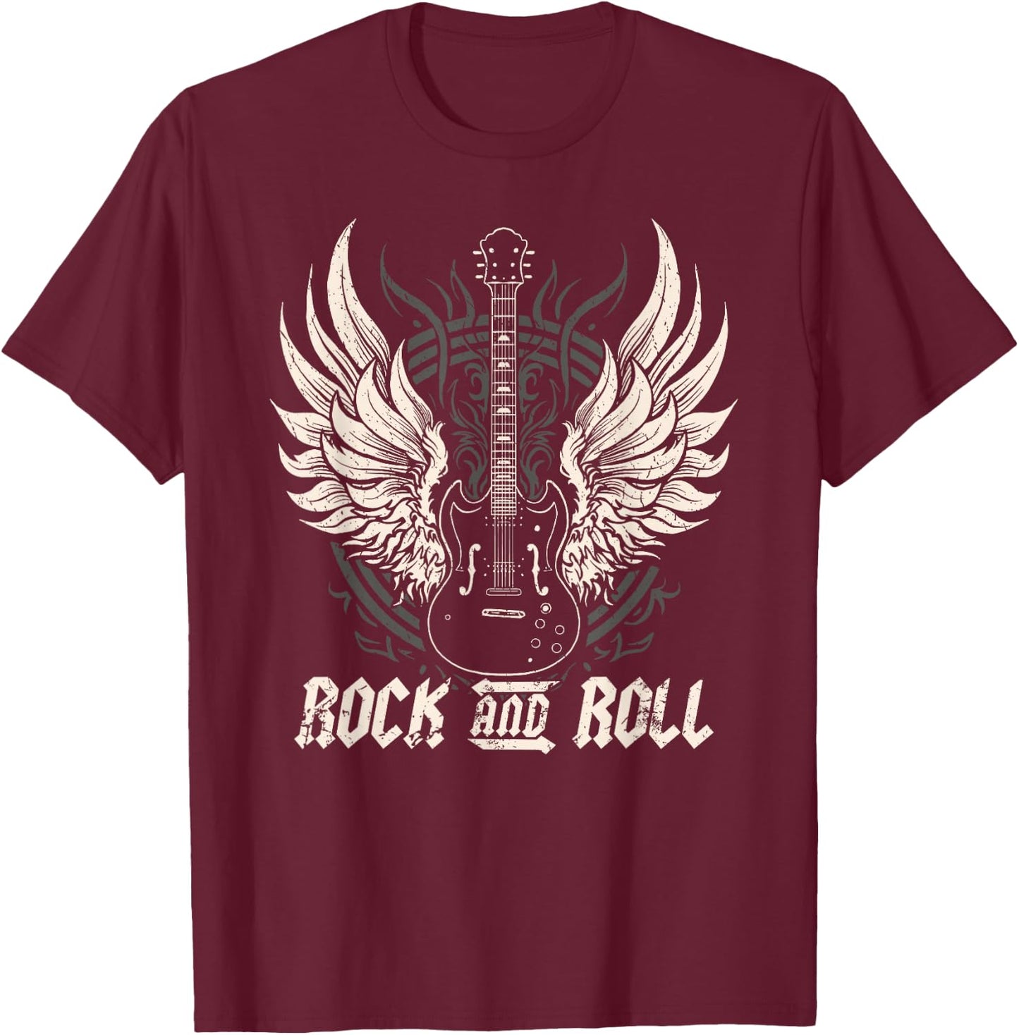Rock and Roll Guitar Vintage ROCK Music T-Shirt - T-Shirt | Maroon