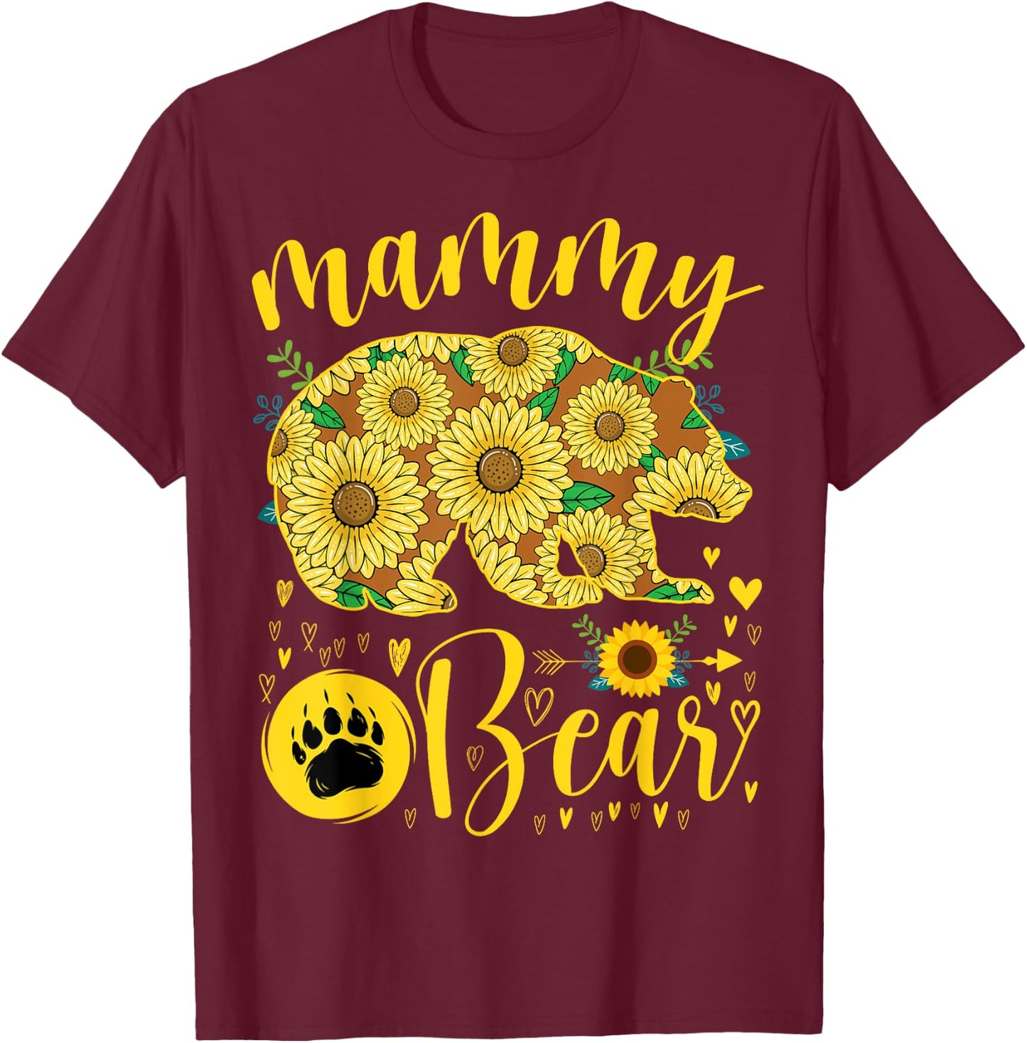 Mammy Bear Sunflower Grandma Mother's Day Party T-Shirt - T-Shirt | Maroon