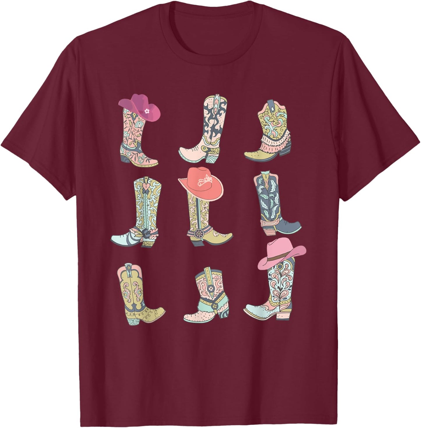 Cowgirl Boots Let's Go Girls Howdy Western Cowgirl Cowboy T-Shirt - T-Shirt | Maroon