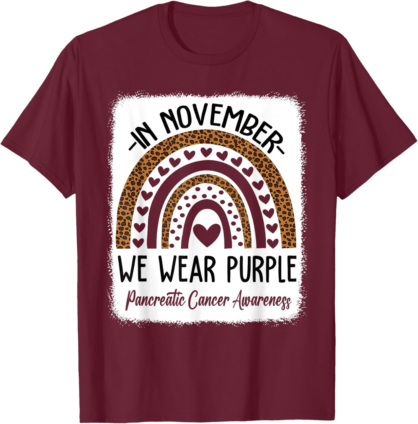 Rainbow November We Wear Purple Pancreatic Cancer Awareness T-Shirt - T-Shirt | Maroon