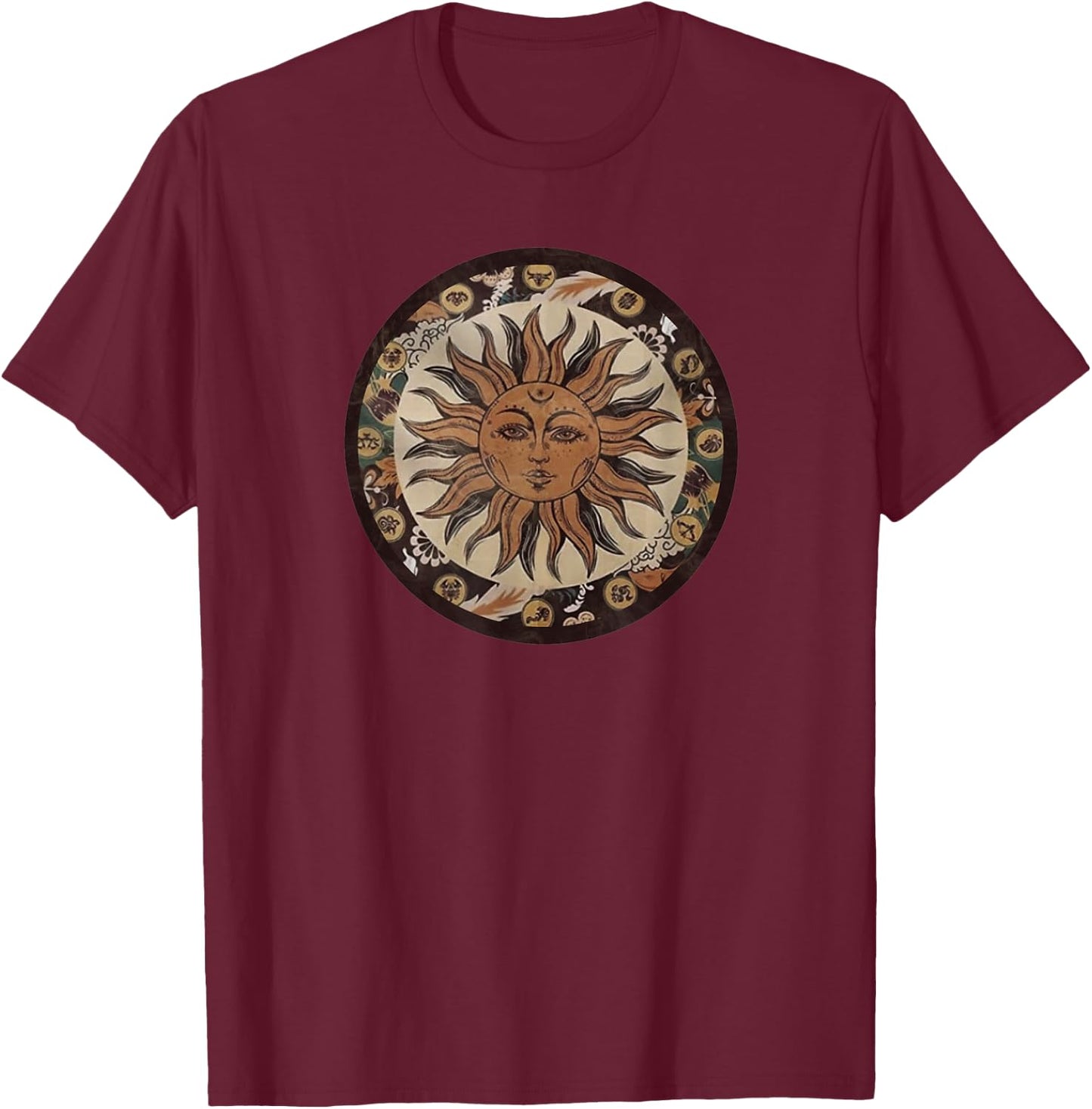 Inca Mexican Sun God T-Shirt - T-Shirt | Maroon
