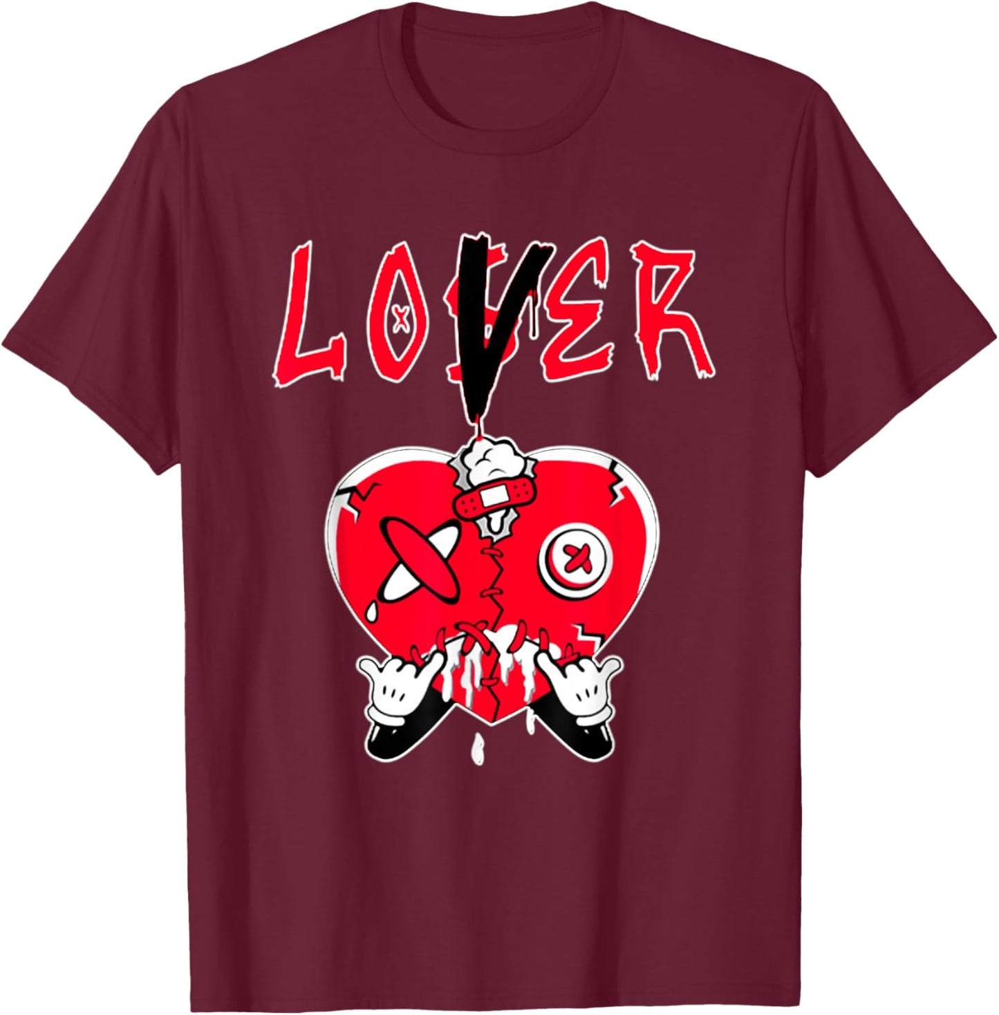 Loser Red To Match Loser Lover Heart 5 Racer Red Drip T-Shirt - T-Shirt | Maroon