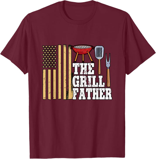 Barbecue Grill The Grillfather T-Shirt - T-Shirt | Maroon