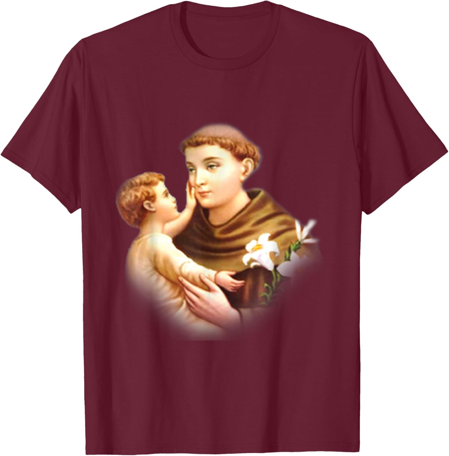 St Anthony of Padua Vintage Catholic Saint Infant Jesus T-Shirt - T-Shirt | Maroon