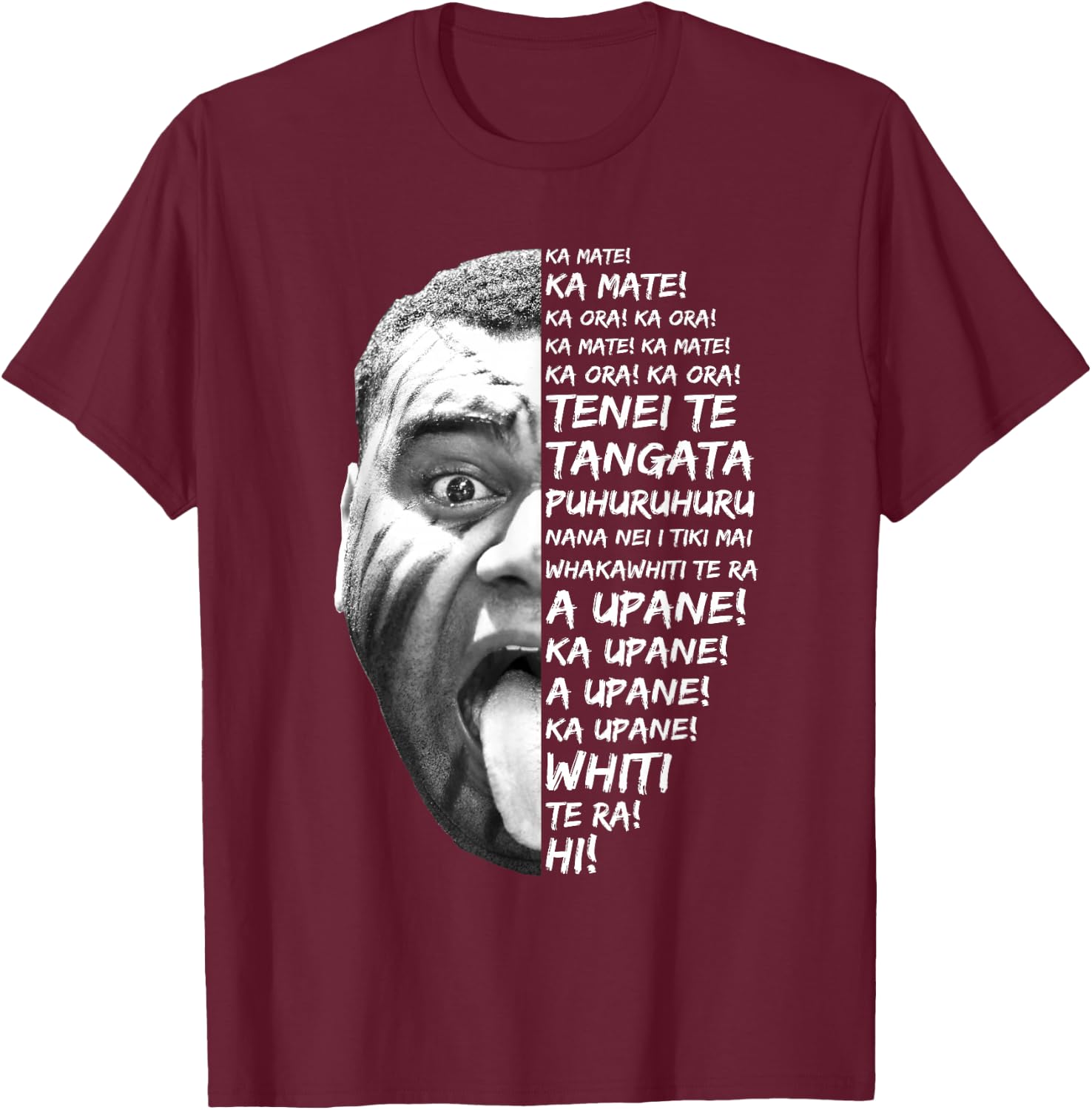 Haka Lyrics New Zealand Black Maori Kiwi NZ Fan Rugby T-Shirt - T-Shirt | Maroon