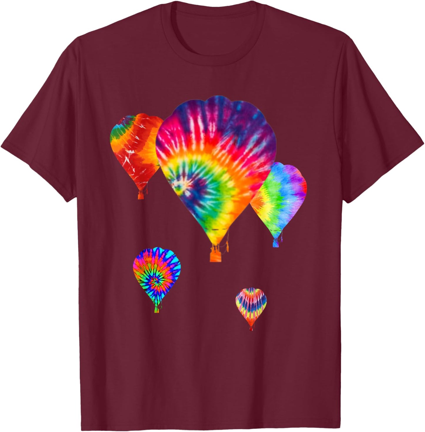 Love Hot Air Balloon, Tiedye Ballooning Hobby Wear Dark T-Shirt - T-Shirt | Maroon