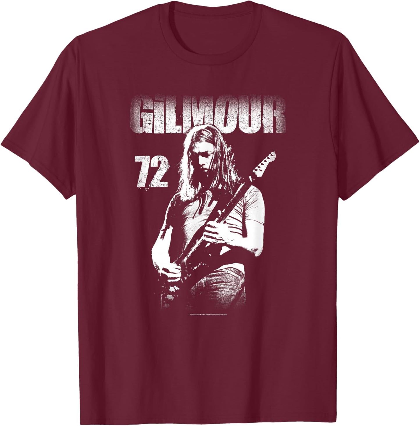 David Gilmour 1972 Photo T-Shirt - T-Shirt | Maroon