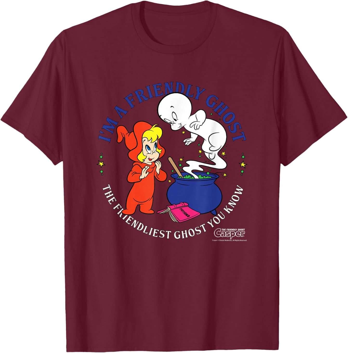 Casper the Friendly Ghost Halloween Friendliest T-Shirt - T-Shirt | Maroon