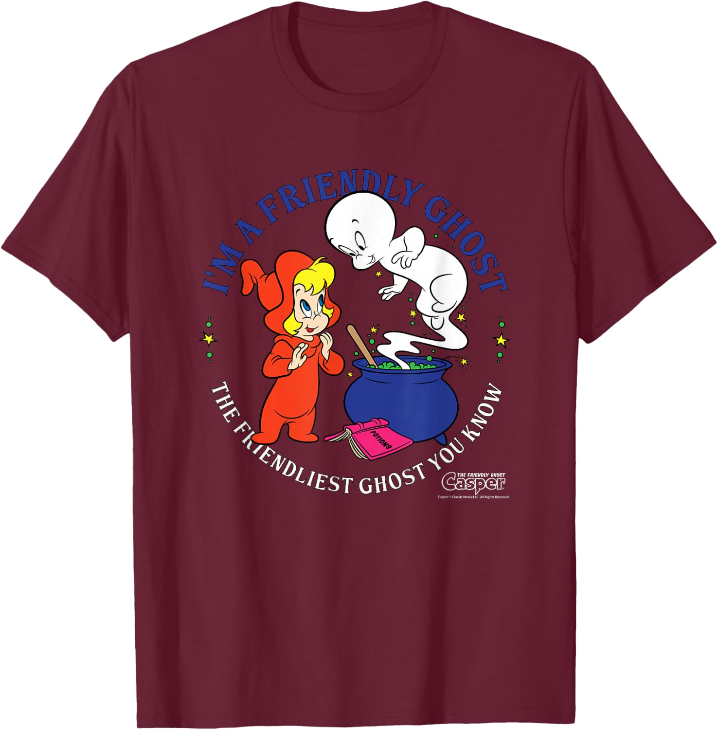 Casper the Friendly Ghost Halloween Friendliest T-Shirt - T-Shirt | Maroon