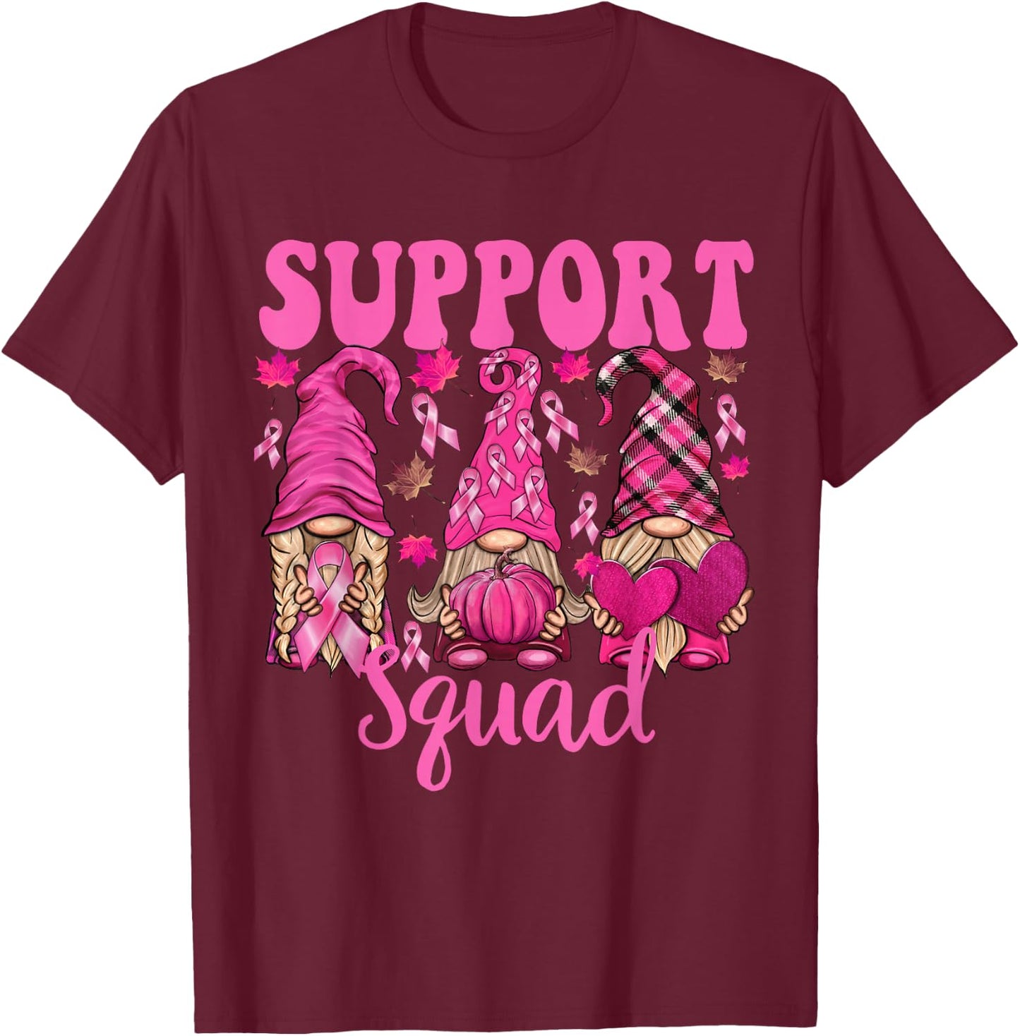 Breast Cancer Shirt Gnomes Support Squad Gnomies T-Shirt - T-Shirt | Maroon