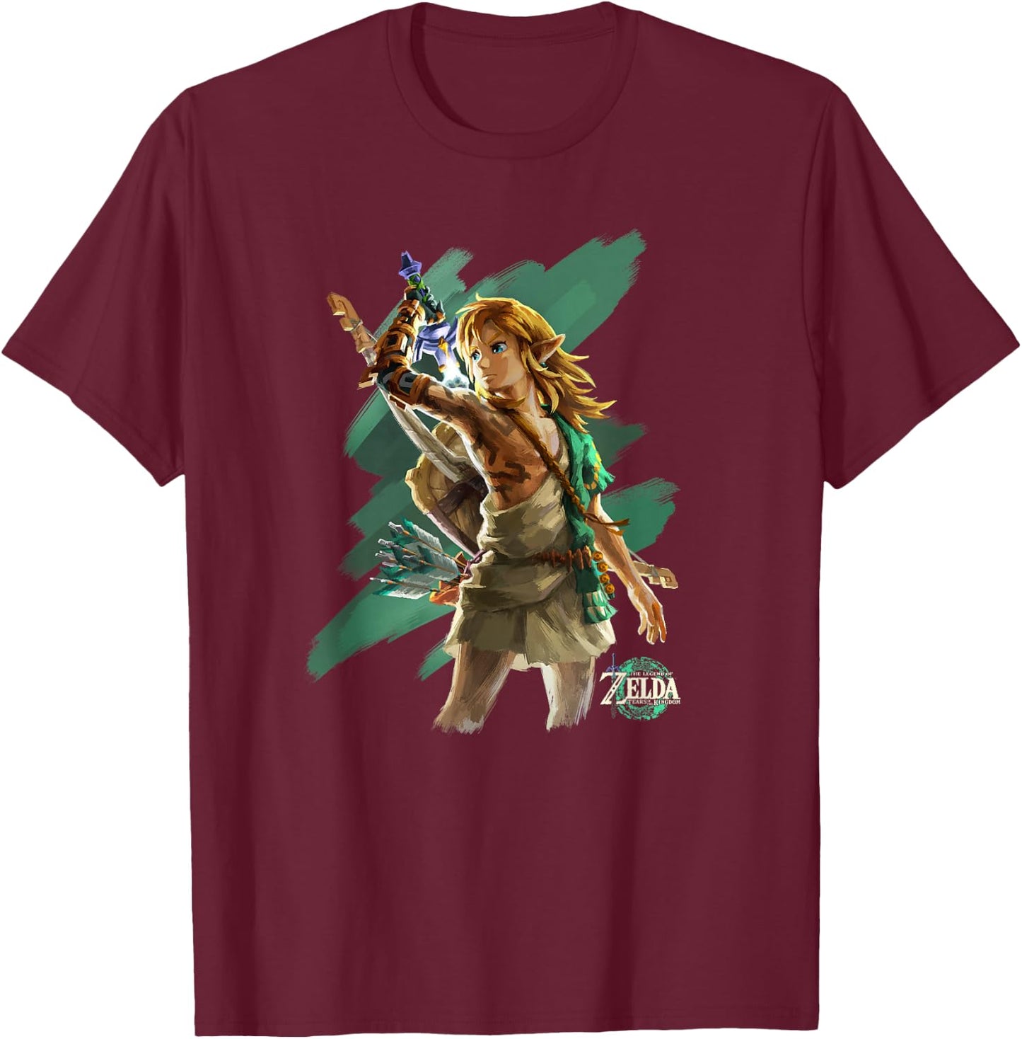 The Legend of Zelda Tears of The Kingdom Link Hero Poster T-Shirt - T-Shirt | Maroon