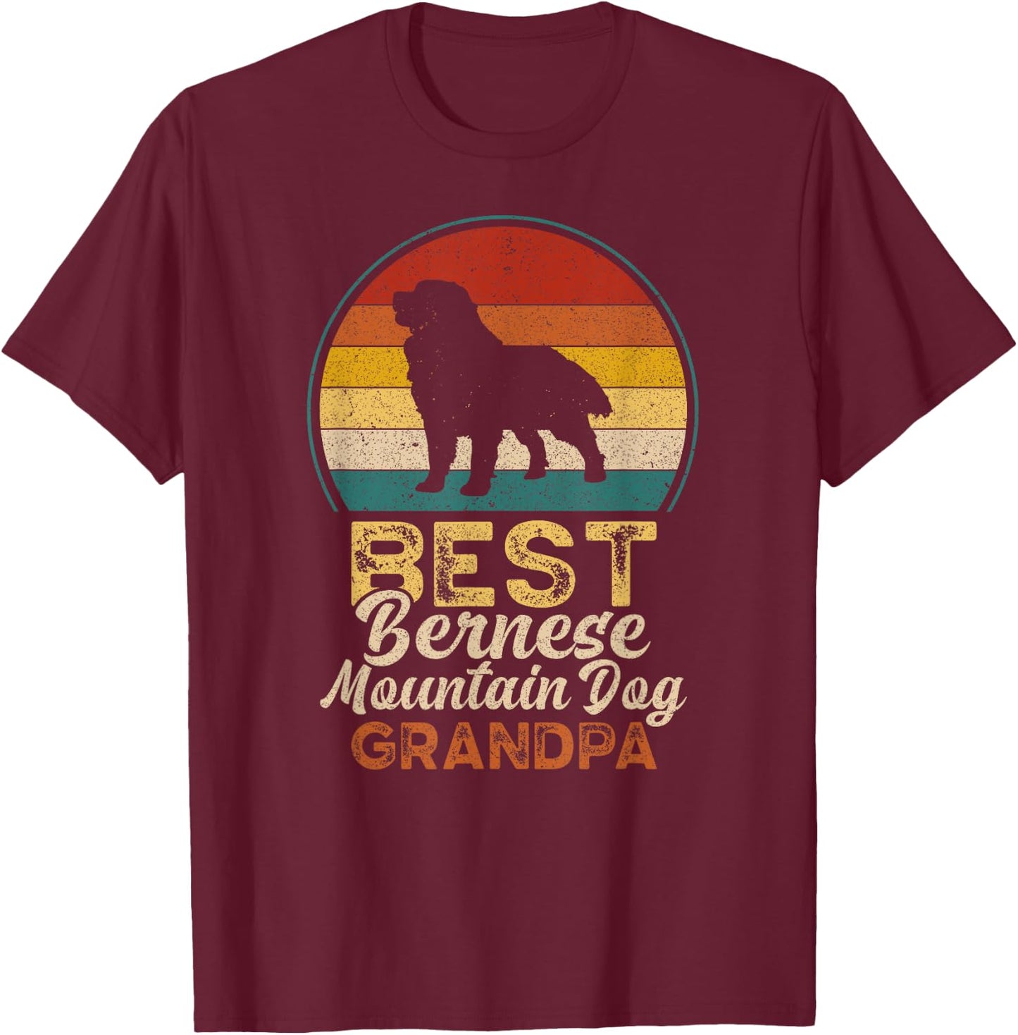Best Bernese Mountain Dog Grandpa, Father's Day, Grandfather Men T-Shirt - T-Shirt | Maroon