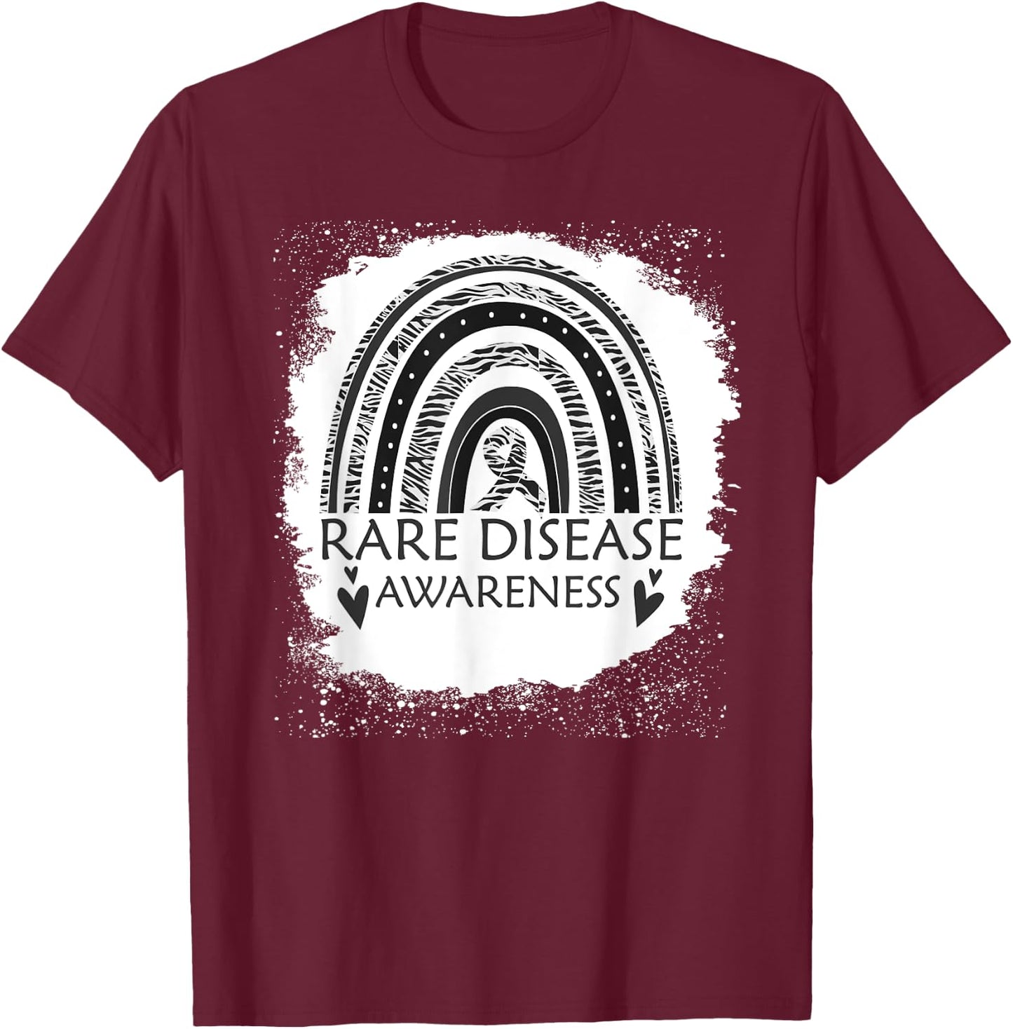 Rare Disease Awareness Bleached Rainbow Zebra Ribbon Men T-Shirt - T-Shirt | Maroon