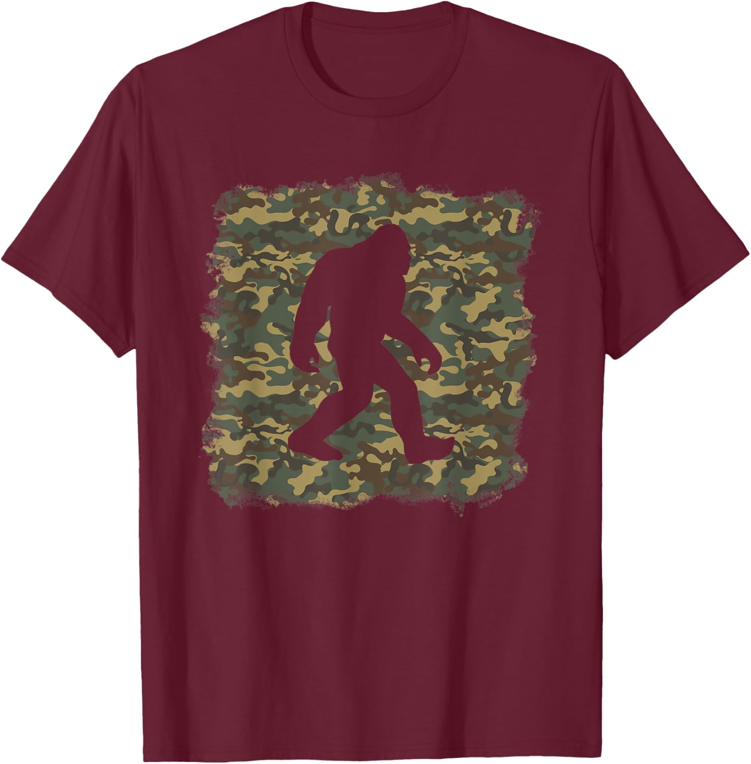 Camouflage Bigfoot Sasquatch Camo Army Pattern Big Foot T-Shirt - T-Shirt | Maroon