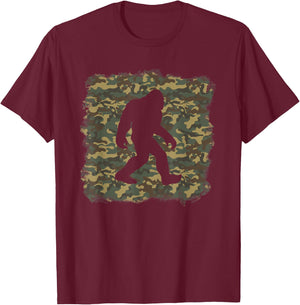 Camouflage Bigfoot Sasquatch Camo Army Pattern Big Foot T-Shirt - T-Shirt | Maroon