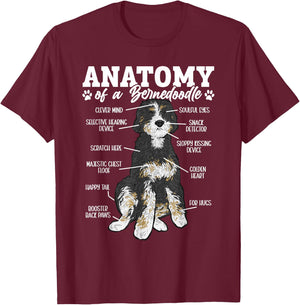 Bernedoodle Dog Anatomy Of A Bernedoodle T-Shirt - T-Shirt | Maroon