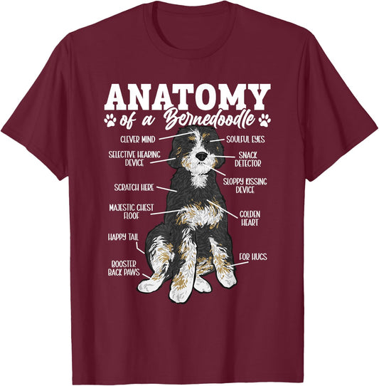 Bernedoodle Dog Anatomy Of A Bernedoodle T-Shirt - T-Shirt | Maroon